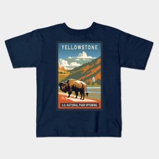 Yellowstone National Park Vintage Travel Poster Kids T-Shirt